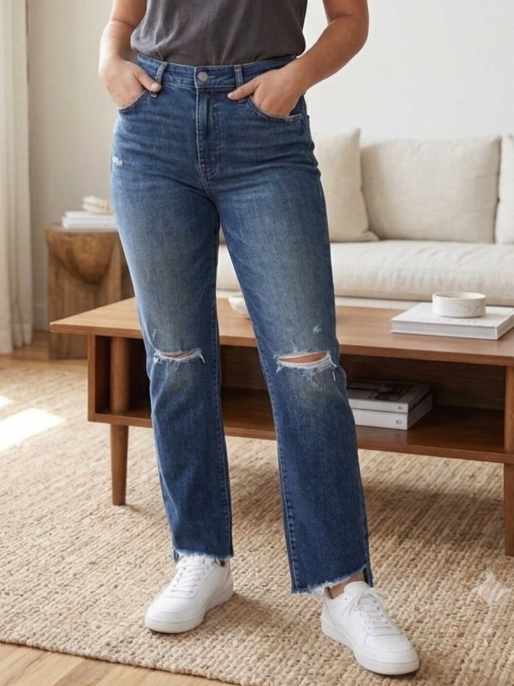 Mother Rascal Ankle Step Fray Straight Jeans 26 / 2
